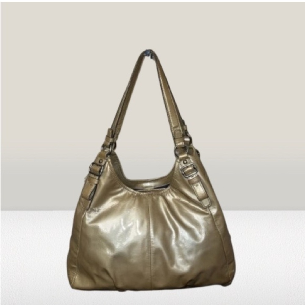 Coach Madison Maggie Gold Patent Leather Hobo Shoulder Bag EUC - Picture 10 of 11